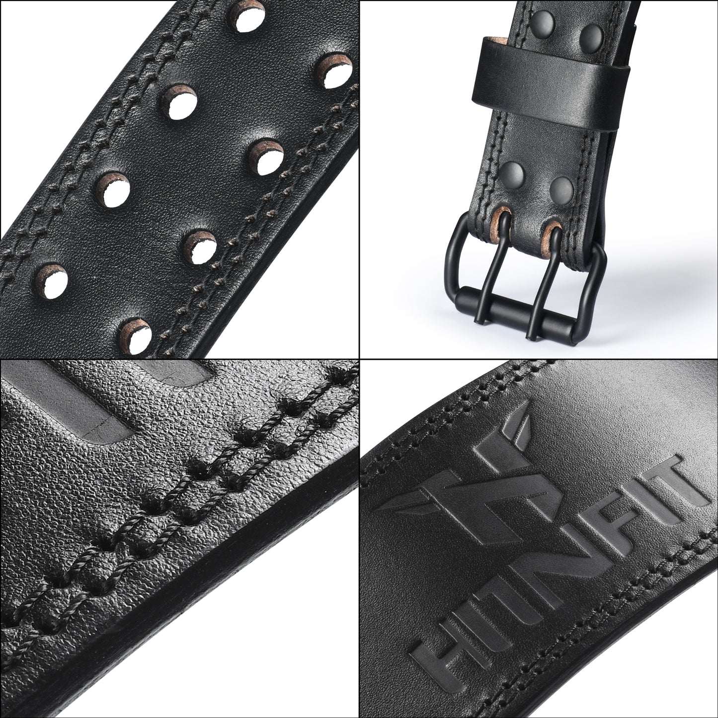 7mm Classic Weight Lifting Leather Belt Black/Black