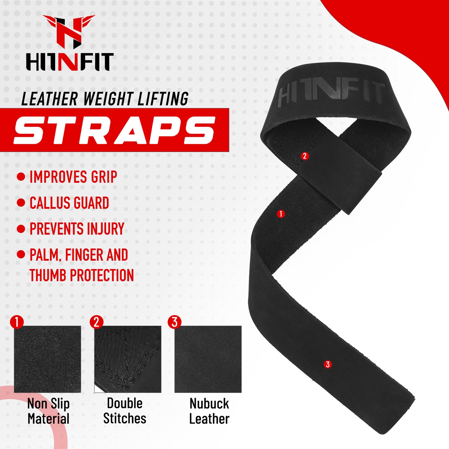 Leather Lifting Straps- Black- 23"