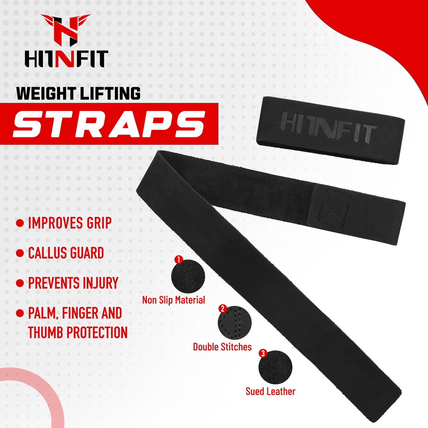 Leather Lifting Straps- Black- 23"