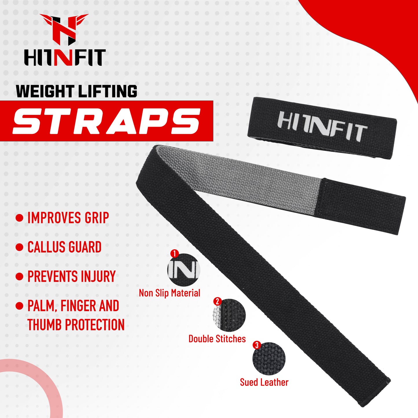 Dual-Ply Cotton Lifting Straps- Black/Gray- 24"