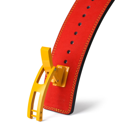 10mm Premium Leather Lever Belt Red- IPF Compliant