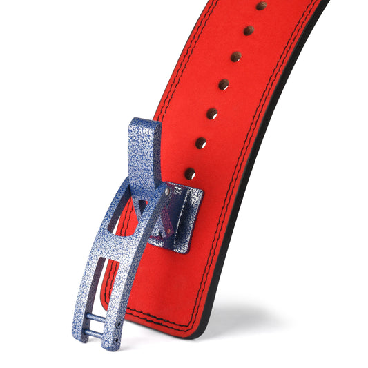 10mm Premium Leather Lever Belt Red
