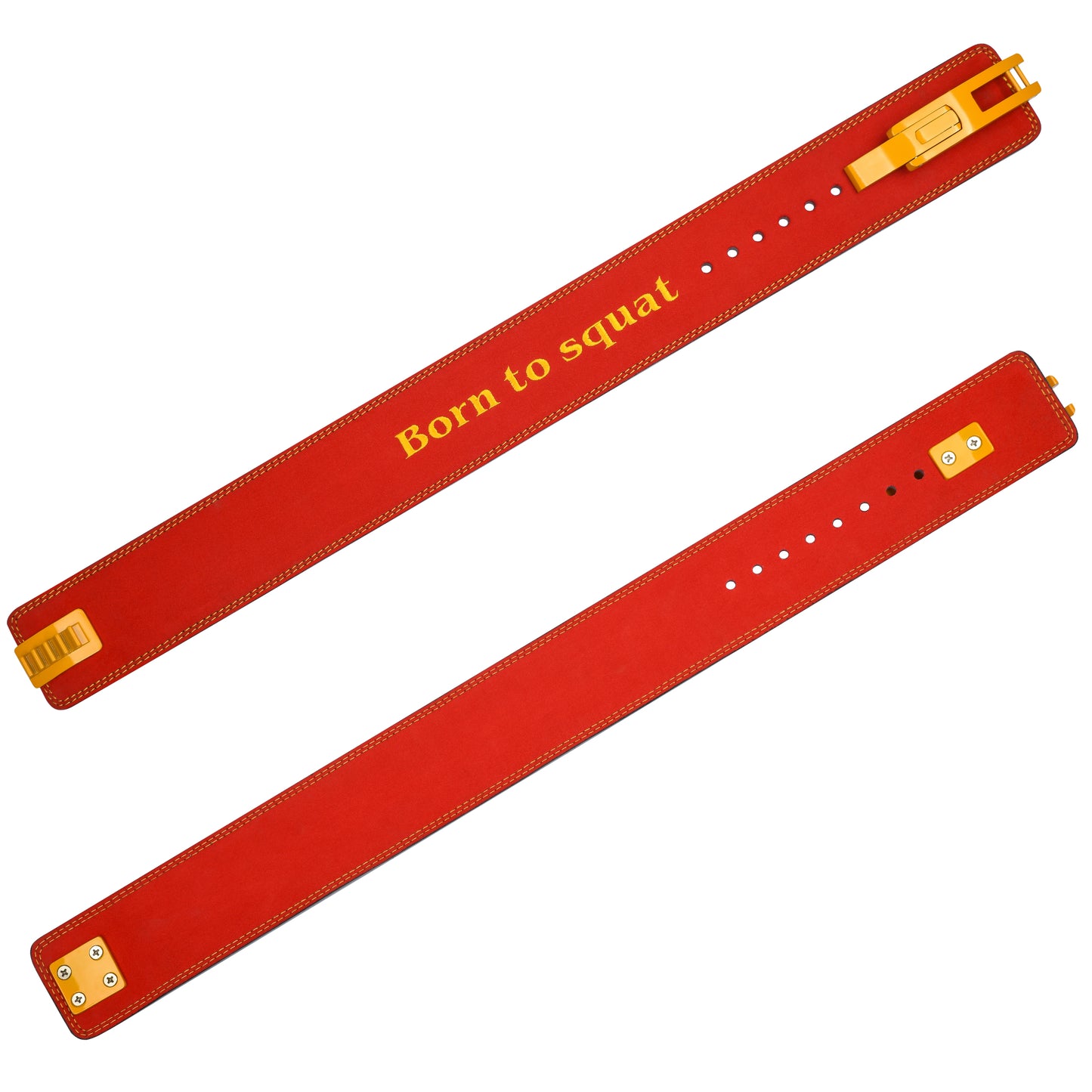 10mm Premium Leather Lever Belt Red- IPF Compliant