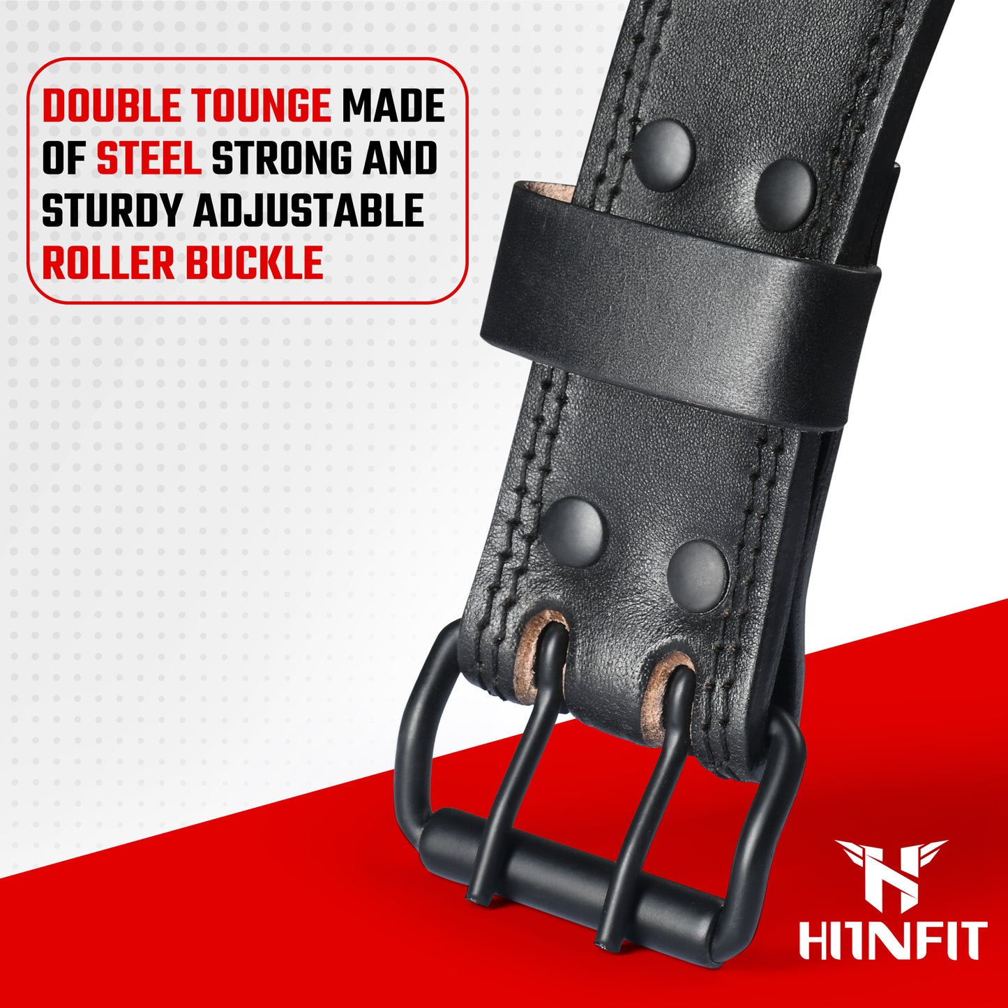 7mm Classic Weight Lifting Leather Belt Black/Black