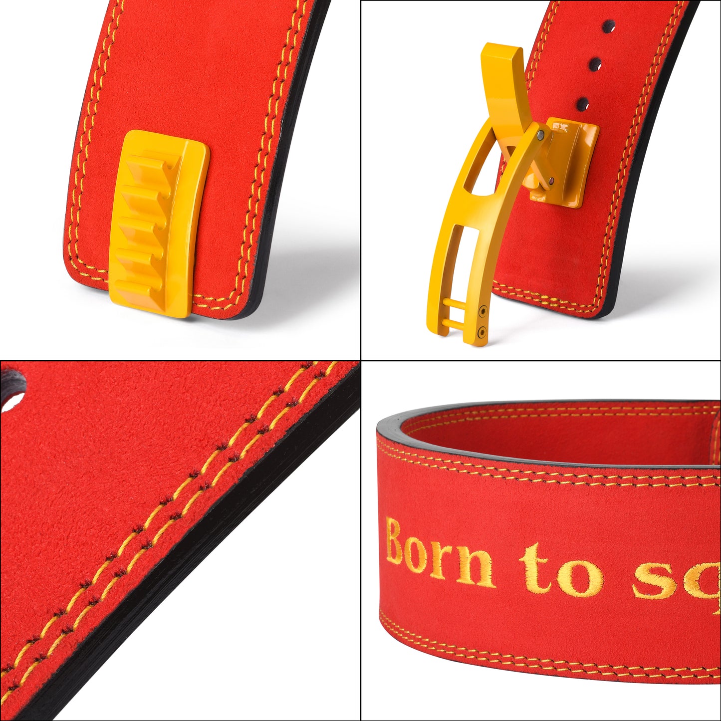 10mm Premium Leather Lever Belt Red- IPF Compliant