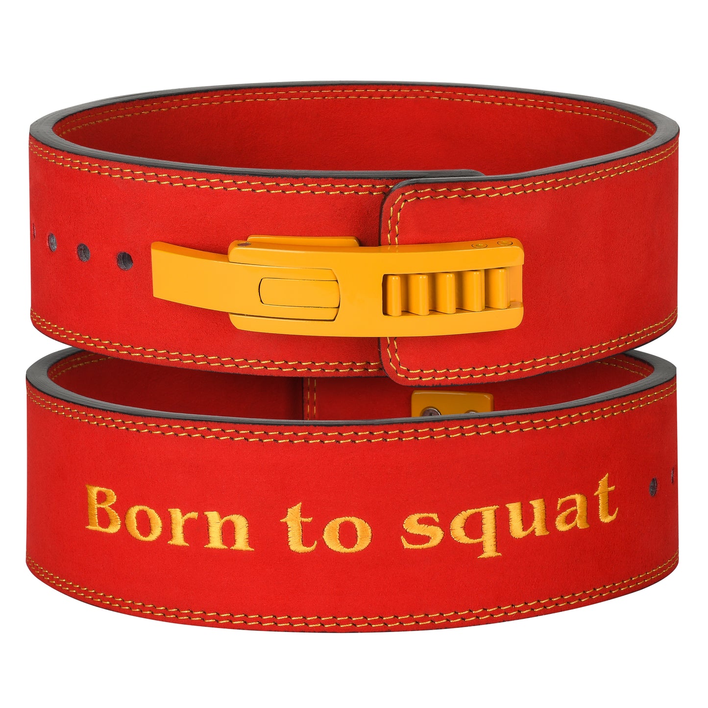 0mm Premium Leather Lever Belt Red- IPF Compliant