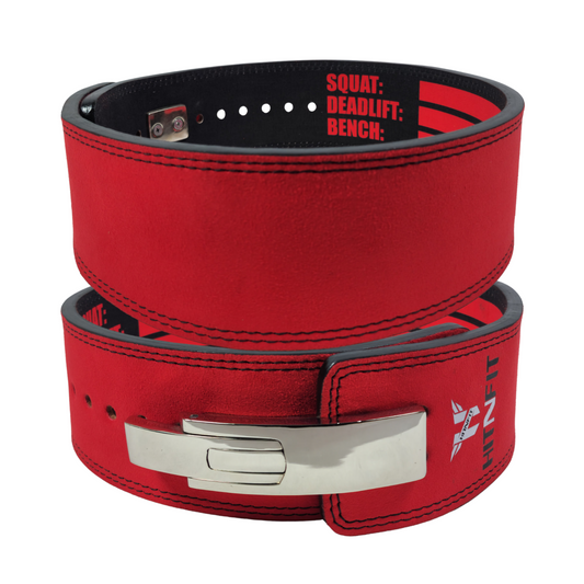 HIT N FIT Lever Belt 10mm Premium Leather (Red/Black)