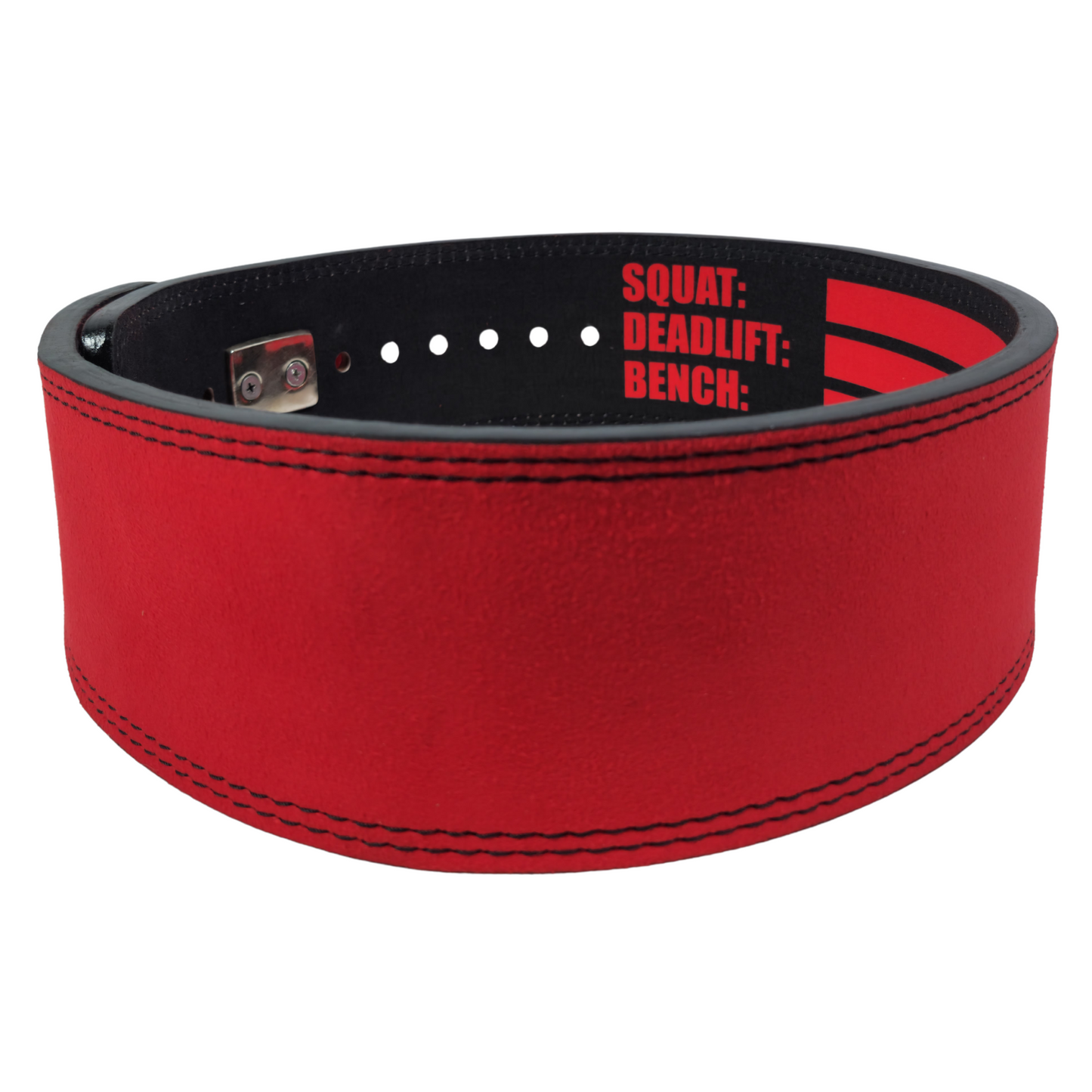 HIT N FIT Lever Belt 10mm Premium Leather (Red/Black)
