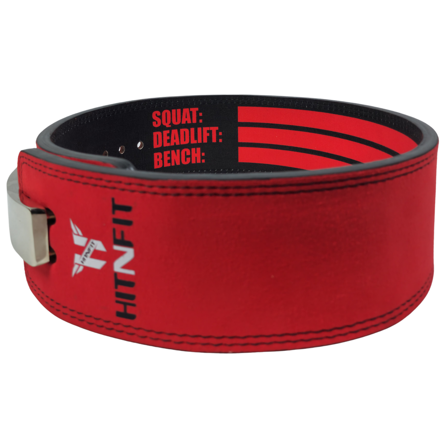 HIT N FIT Lever Belt 10mm Premium Leather (Red/Black)