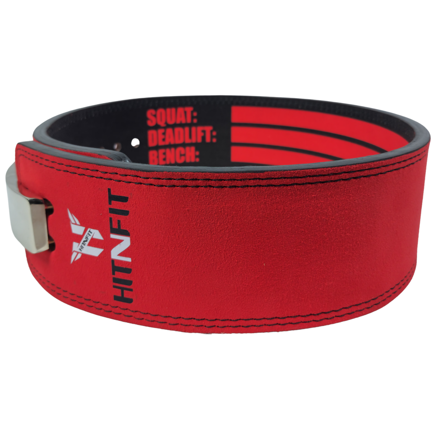 HIT N FIT Lever Belt 10mm Premium Leather (Red/Black)