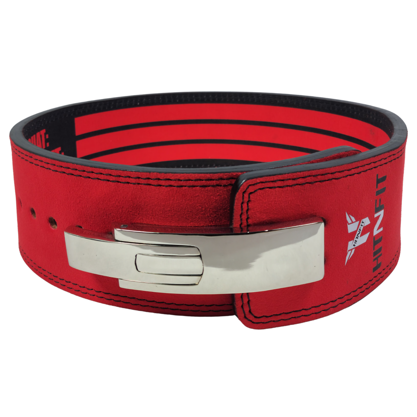 HIT N FIT Lever Belt 10mm Premium Leather (Red/Black)