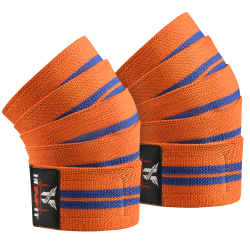 Knee Wraps – Heavy Duty Gym Support Straps (Orange & Blue)
