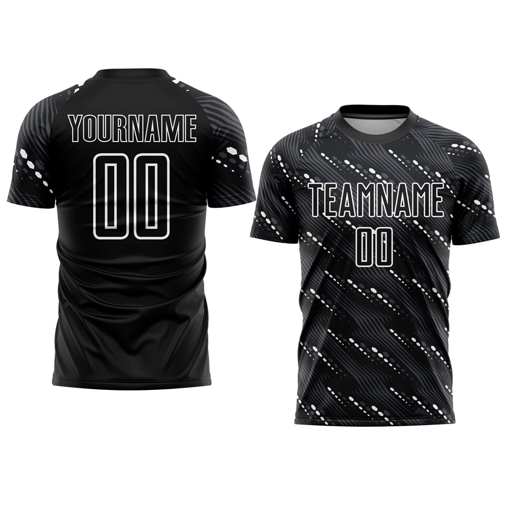 HIT N FIT Custom Sublimated Soccer Jersey | Black Matrix Wave Team Kit