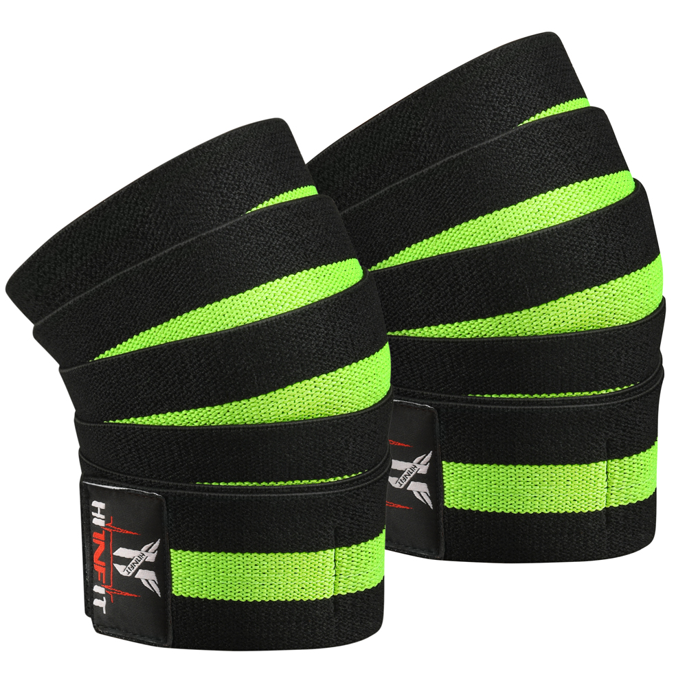 Pro Flex Knee Wraps – Heavy Compression  Straps (Black & Neon Green)