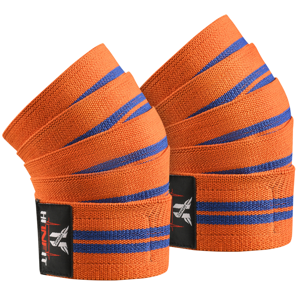 Knee Wraps – Heavy Duty Gym Support Straps (Orange & Blue)