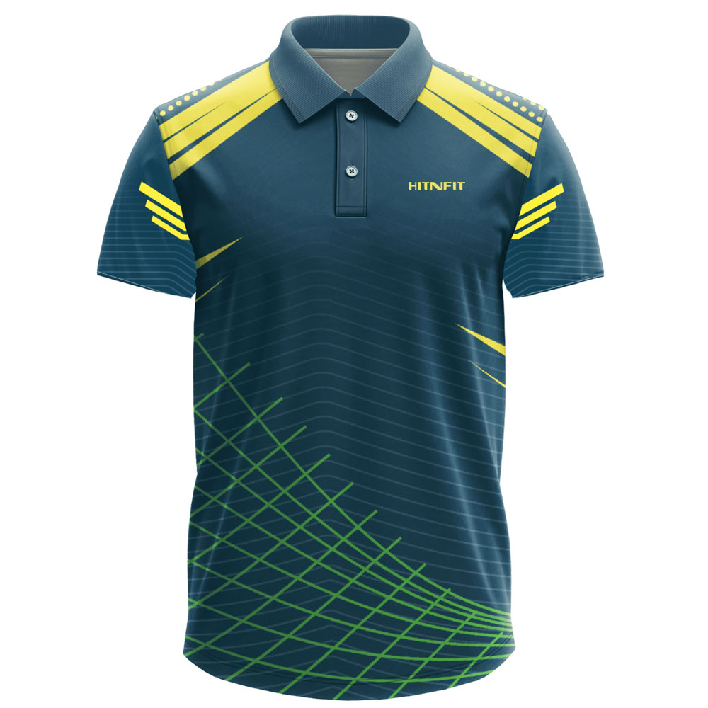 HIT N FIT Custom Sublimated Cricket Jersey | Teal & Green Mesh Polo Kit