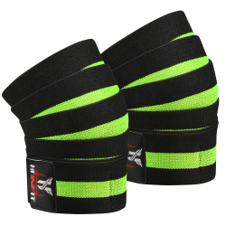 Pro Flex Knee Wraps – Heavy Compression  Straps (Black & Neon Green)