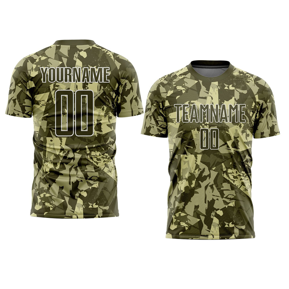 HIT N FIT Custom Sublimated Soccer Jersey | Military Green Camo Team Kit